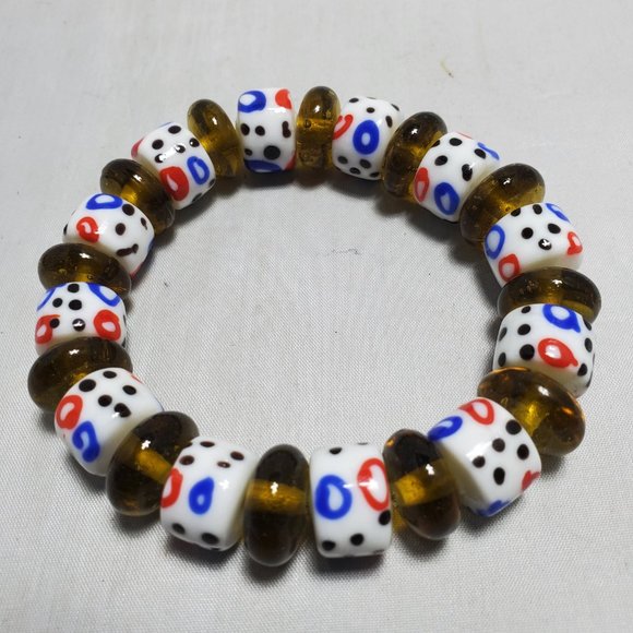 Soft Surroundings 2pc glass beaded multi color Congo stretch bracelet - Picture 5 of 6